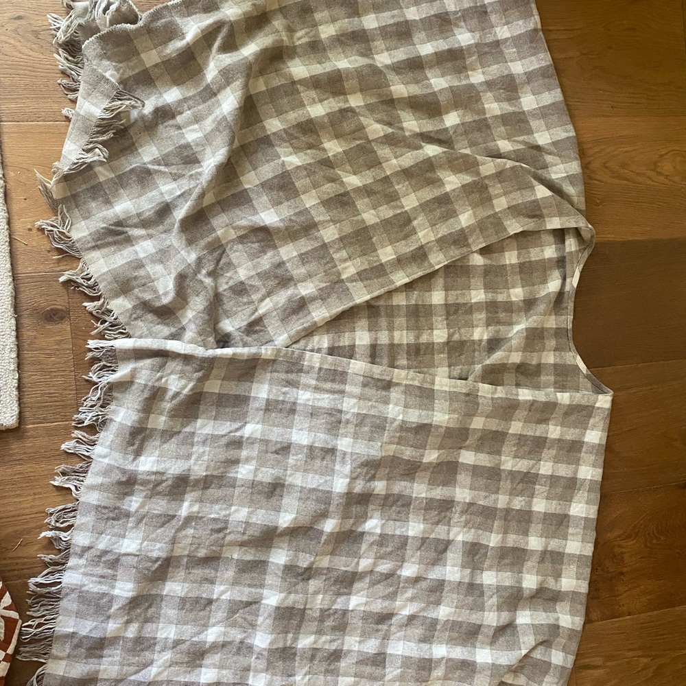 Plaid Fringe wool poncho